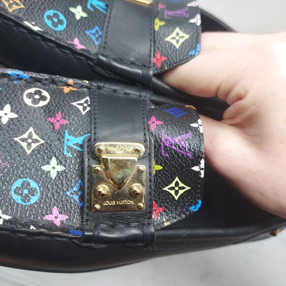 Louis Vuitton Multicolored Monogram Black Lock Driver Loafers - Picture 10 of 11